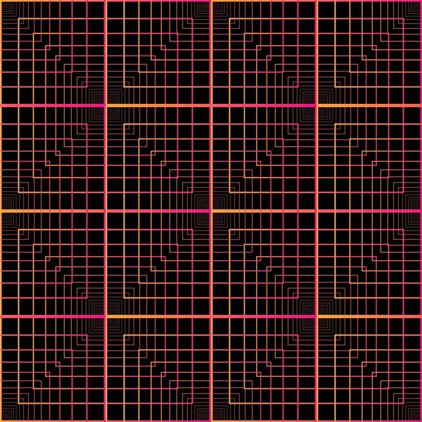 Abstrakt Rosa Och Orange Staplade Fyrkantiga Ram Spirograf Former Sömlös — Stock vektor