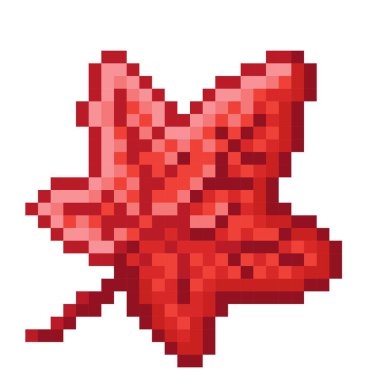 Maple leaf pixel art. Vector illustration.