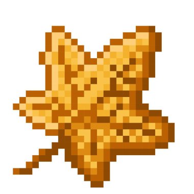 Maple leaf pixel art. Vector illustration.