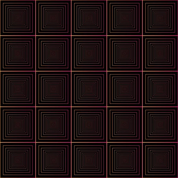 Abstraktní Oranžové Růžové Černé Geometrické Neon Square Rám Spirograph Vzor — Stockový vektor