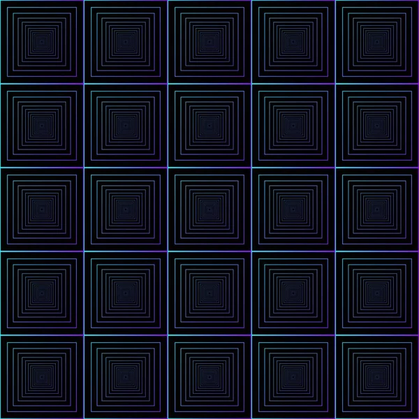 Absztrakt Kék Lila Fekete Geometriai Neon Square Keret Spirograph Minta — Stock Vector
