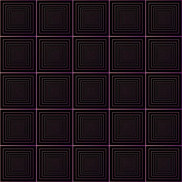 Absztrakt Lila Rózsaszín Fekete Geometriai Neon Square Keret Spirograph Minta — Stock Vector