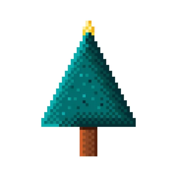 Christmas Tree Pixel Art Vector Illustration — 스톡 벡터