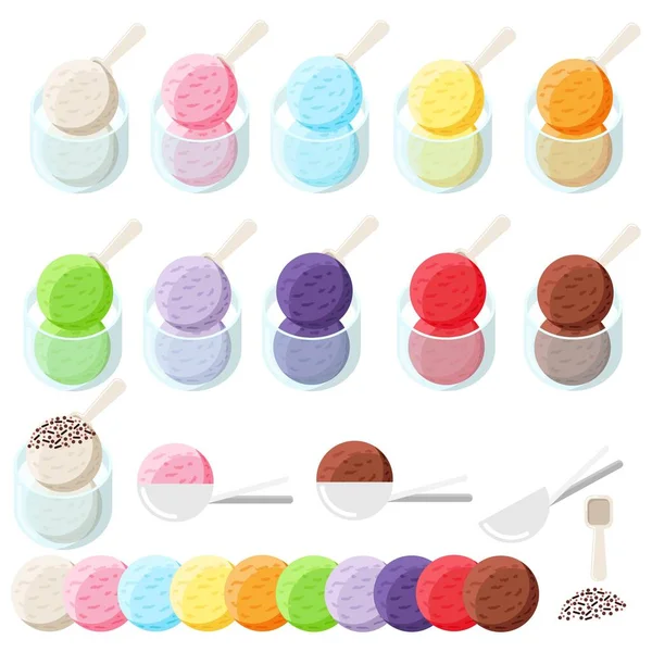 Ice Cream Cup Set Vector Illustration — Stock Vector