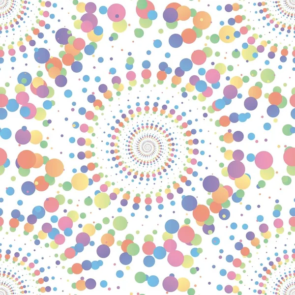 Rainbow Pastel Abstract Mandala Halftone Seamless Pattern White Background Vector — Stock Vector