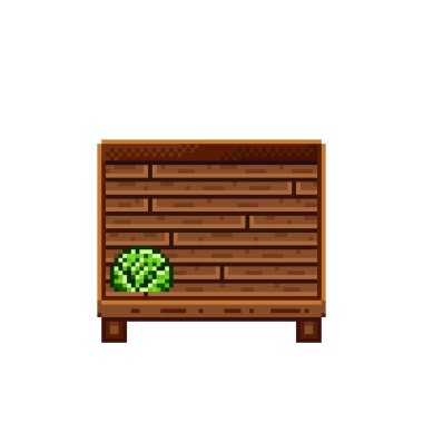 Sebze dükkânı pikseli. Tahta sandıkta lahana..