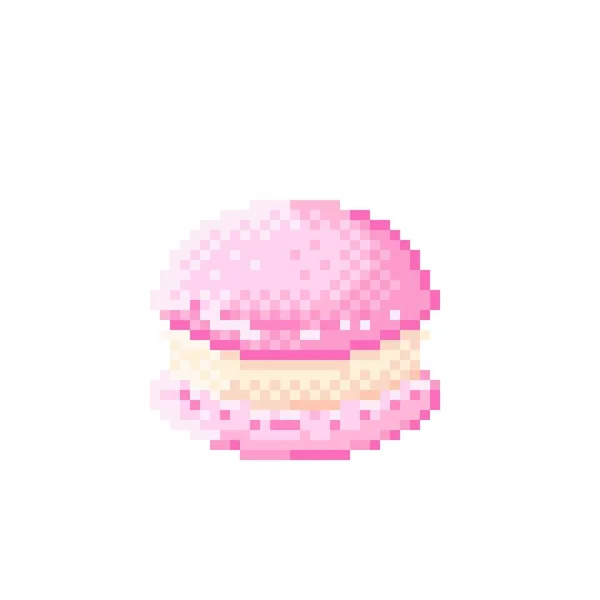 Macaron Pixel Art Macaronovy Kreslené Filmy Vektorová Ilustrace Valentýn — Stockový vektor