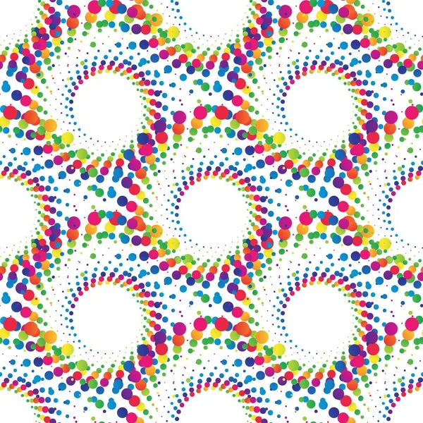 Rainbow Abstract Mandala Halftone Seamless Pattern White Background Vector Illustration — Wektor stockowy
