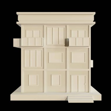 Beyaz Saray, modern tarz, 3 katlı model. Kağıttan yapılmış mimari, düşük polimerli 3D görüntüleme.