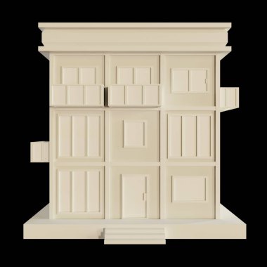 Beyaz Saray, modern tarz, 3 katlı model. Kağıttan yapılmış mimari, 3D görüntülemenin arkasındaki düşük polimerli.