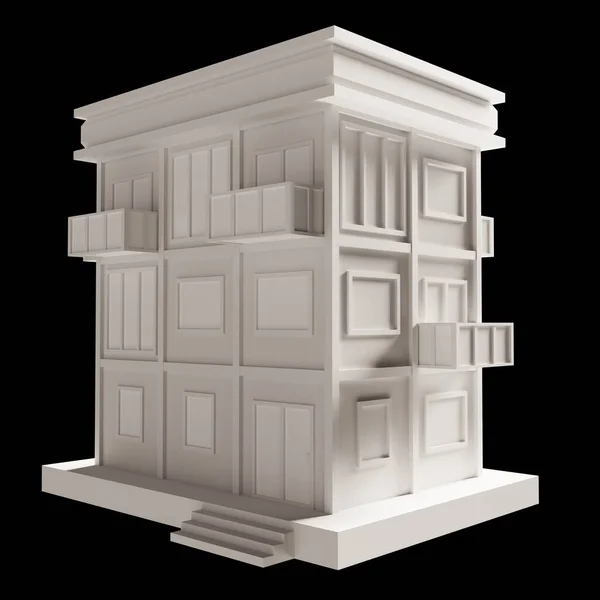 Vit Byggnad Eller Modern Stil Våningshus Modell Arkitektur Låg Poly — Stockfoto