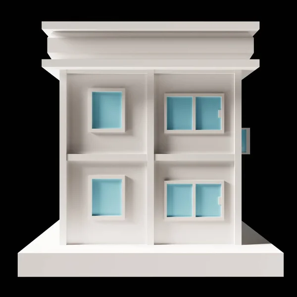 Белый Дом Современный Двухэтажный Дом Архитектура Низкополюсная Рендеринг Голубое Окно — стоковое фото