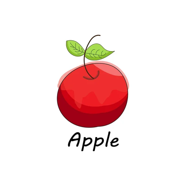 Drawing Red Apple Icon — Stock Vector