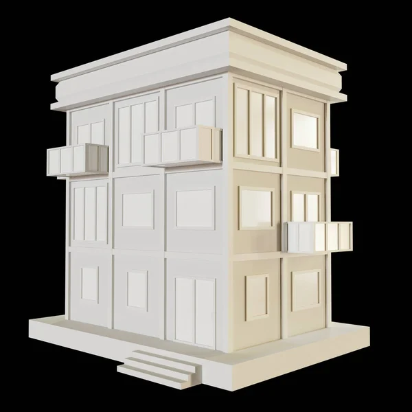 Біла Будівля Або Сучасна Модель Поверхового Будинку Архітектура Низька Полі — стокове фото