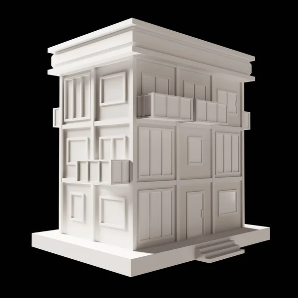 White Building Modern Style Floor House Model Architecture Low Poly — Stock Photo, Image