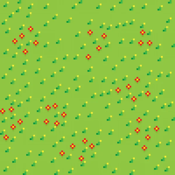 Grass Pixel Art Background Květinová Zahrada — Stockový vektor