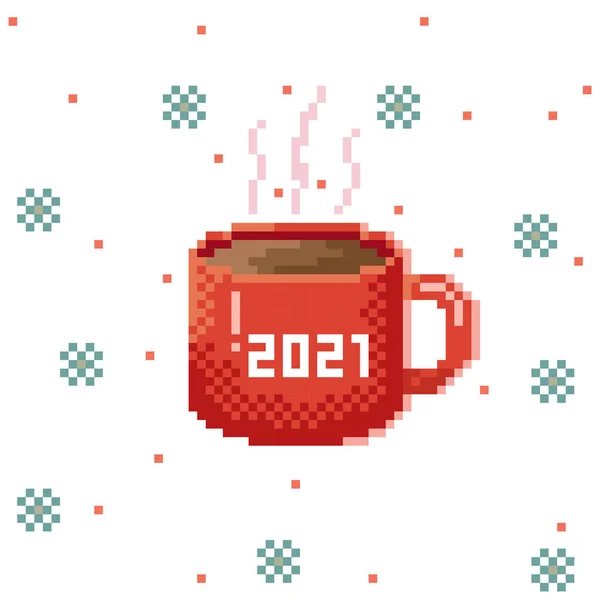 Tazza Caffè Pixel Art Tazza Caffè Pixel Art Illustrazione Vettoriale — Vettoriale Stock