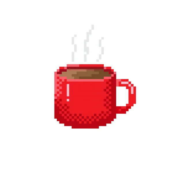 Tazza Caffè Pixel Art Tazza Caffè Pixel Art Illustrazione Vettoriale — Vettoriale Stock