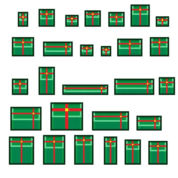 Gift Box Pixel Art Vector Illustration — стоковый вектор