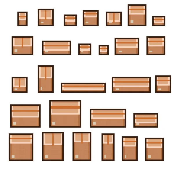 Cartons Transportation Pixel Art Box Set Pixel Art Vector Illustration — Stock Vector