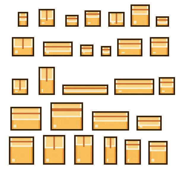 Cartones Para Transporte Pixel Art Caja Set Pixel Art Ilustración — Archivo Imágenes Vectoriales