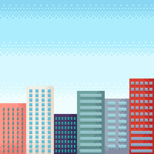 Edificios Pixel Art Arte Píxeles Ciudad Ilustración Vectorial — Vector de stock