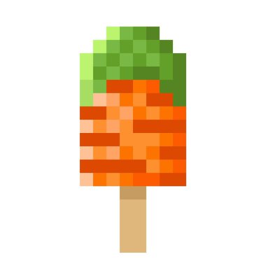 Havuçlu dondurma piksel sanatı. Vektör illüstrasyonu.