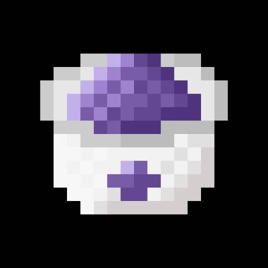 Üzümlü dondurma bardağı pikseli. Vektör illüstrasyonu.