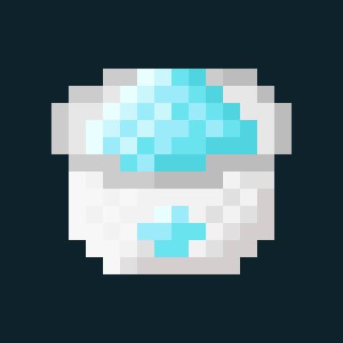 Mavi dondurma kupası pikseli. Vektör illüstrasyonu.