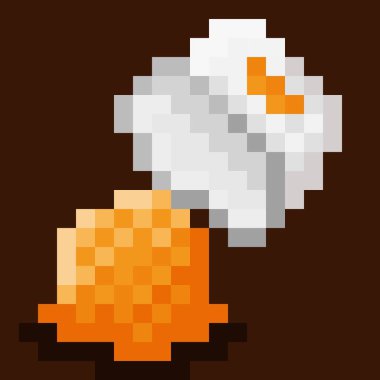 Portakallı dondurma kabı piksel resimleri döker. Vektör illüstrasyonu.