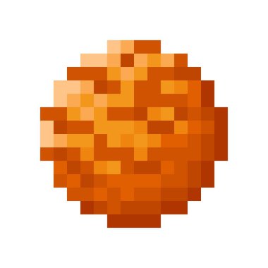 Portakallı dondurma kaşığı pikseli resim. Vektör illüstrasyonu.