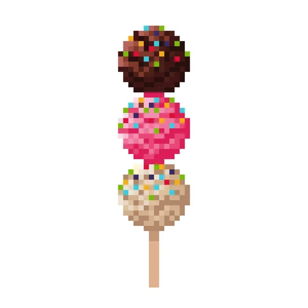 Crème Glacée Meatball Saupoudrée Pixel Art Flocons Sucre Illustration Vectorielle — Image vectorielle