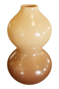 Beyaz arka planda kahverengi vazo. 3d oluşturma.