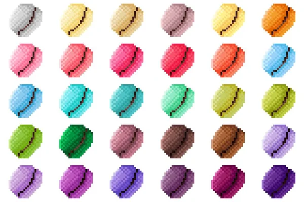 Schokoladengefüllte Macarons Pixelkunstset Vektorillustration Valentinstag — Stockvektor