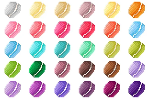 Macaron Pixel Art Set Vektorillustration Valentinstag — Stockvektor