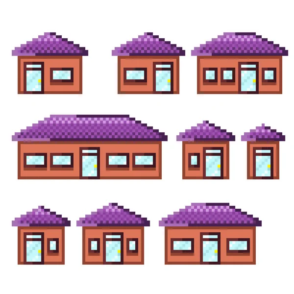 Σπίτι Pixel Σύνολο Τέχνης Εικονογράφηση Διανύσματος — Διανυσματικό Αρχείο