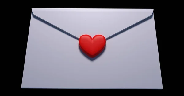 Beyaz Aşk Mektubu Görüntüleme Sevgililer Günü — Stok fotoğraf