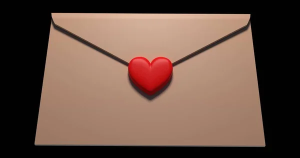List Miłosny Renderowanie Walentynki — Zdjęcie stockowe
