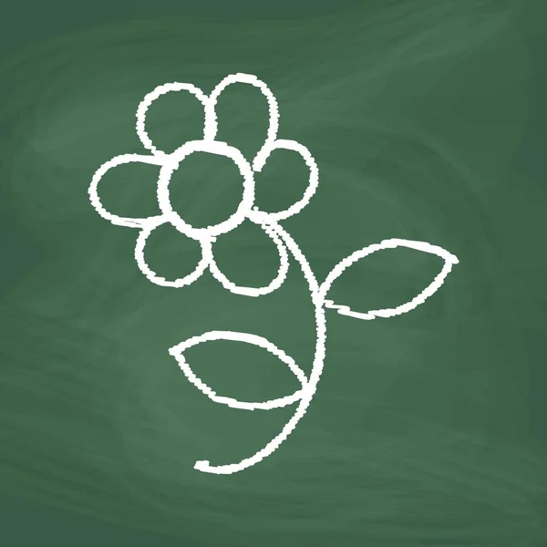 Flower Line Icon Design White Chalk Нарисуйте Картинку Доске — стоковый вектор