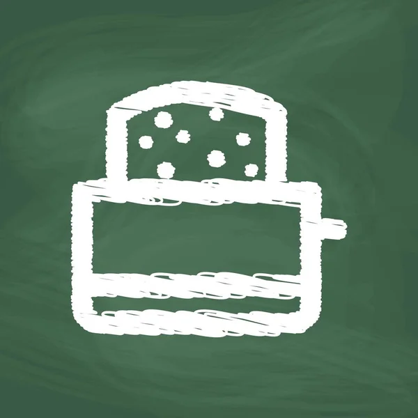 Toaster Gitter Icon Design Weiße Kreide Zeichne Ein Bild Auf — Stockvektor