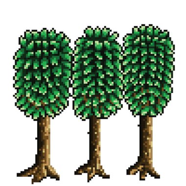Ağaç pikseli sanatı. Vektör resmi. 