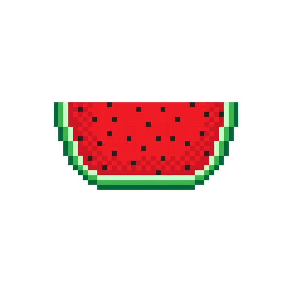 Pixelkunst Wassermelonenscheiben Vektorbild — Stockvektor