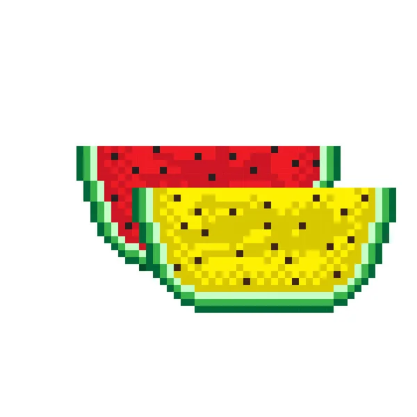 Pixelkunst Wassermelonenscheiben Vektorbild — Stockvektor