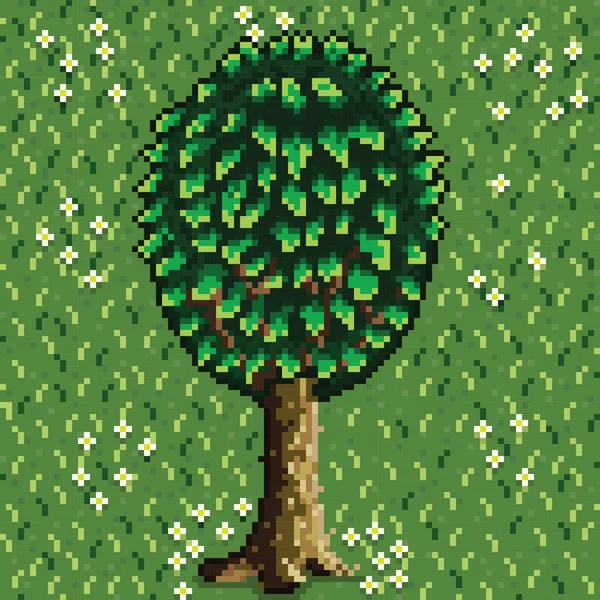 Arte Pixel Árvore Imagem Vetorial —  Vetores de Stock