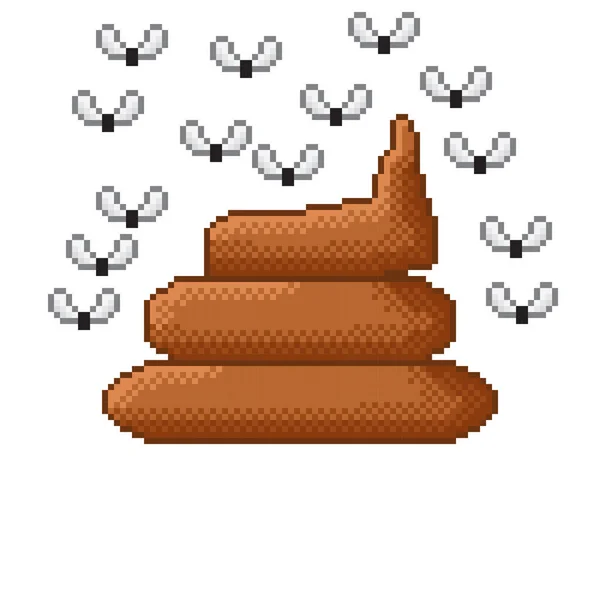 Poop Vector Illustration Shit Pixel Art Pixel Art Style Poo — Vector de stock