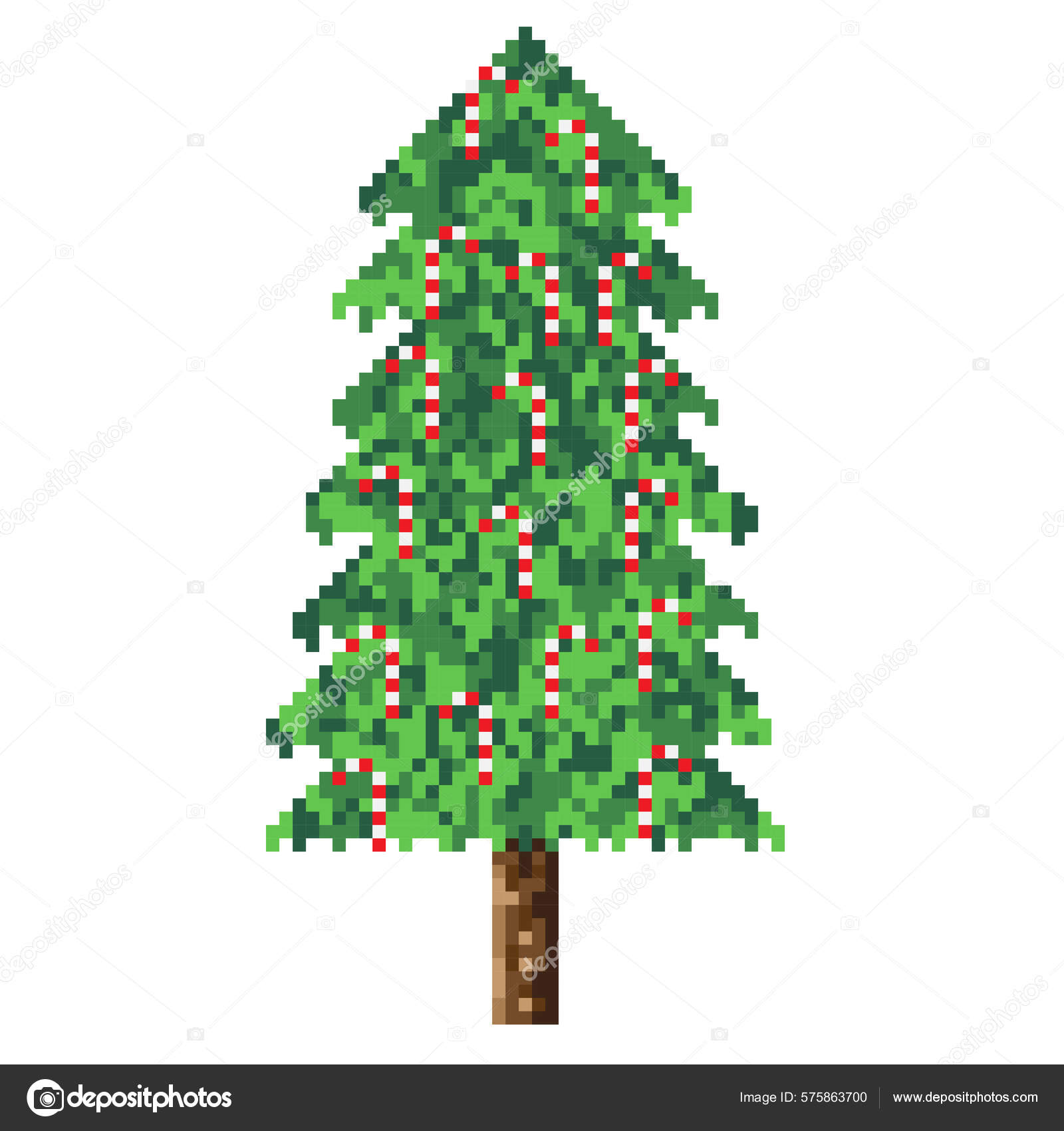 Uma árvore de natal simples com estilo pixel art