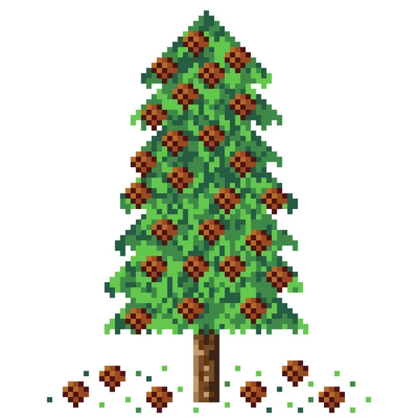 Árbol Navidad Pixel Art Ilustración Vectorial — Vector de stock