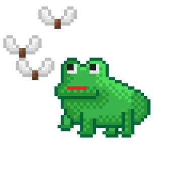 Şirin kurbağa pikseli. Vektör resmi.