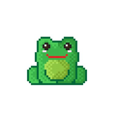 Şirin kurbağa pikseli. Vektör resmi.