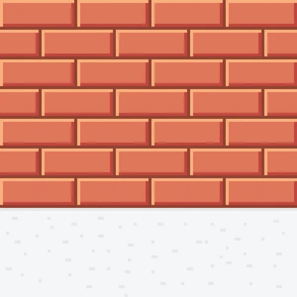 Pixelkunst Aus Orangefarbenen Ziegelsteinen Vektorbild Mauern Und Schnee — Stockvektor
